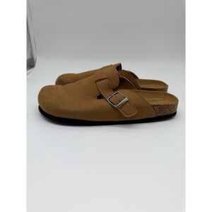 Torotto Tan Faux Suede Buckle Clogs Mules Size 43 Womens Tan
